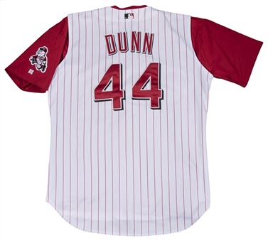2004 Adam Dunn Game Used Cincinnati Reds Home Jersey Used On 7/28/04 For Career Home Run #100
